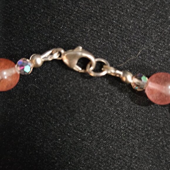 Hand Crafted Cherry Quartz Beads and Carved Cherry Quartz Pendant Necklace - Picture 7 of 9